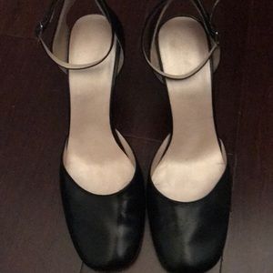 Black leather heels